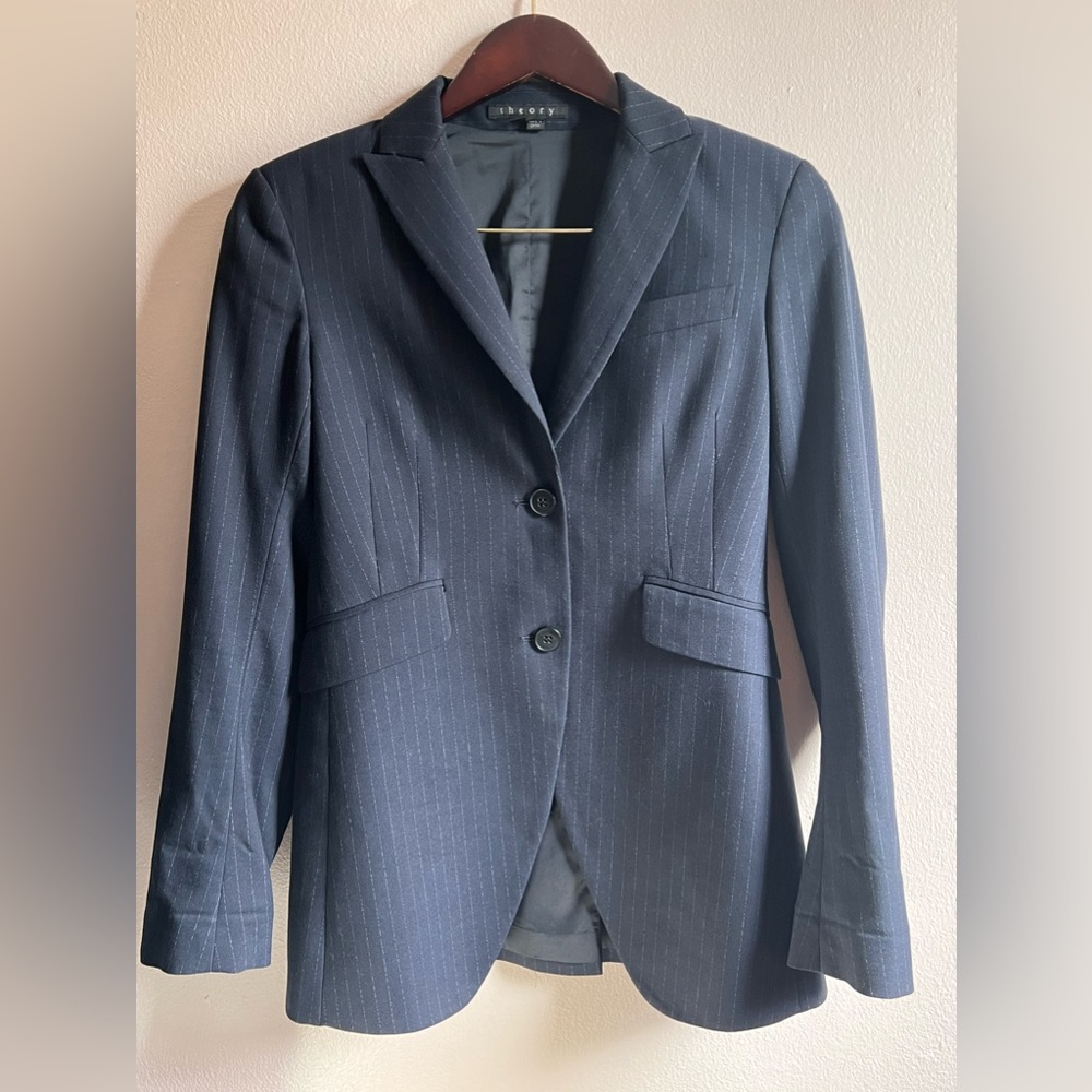 Theory Navy Pinstripe Blazer
